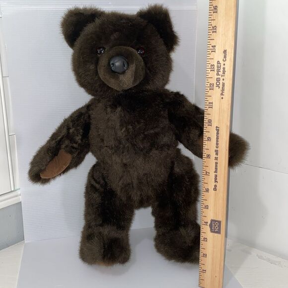Vintage L.L. Bean Red Teddy Bear Coat Black Bear Includes Bear Stand - Picture 10 of 10